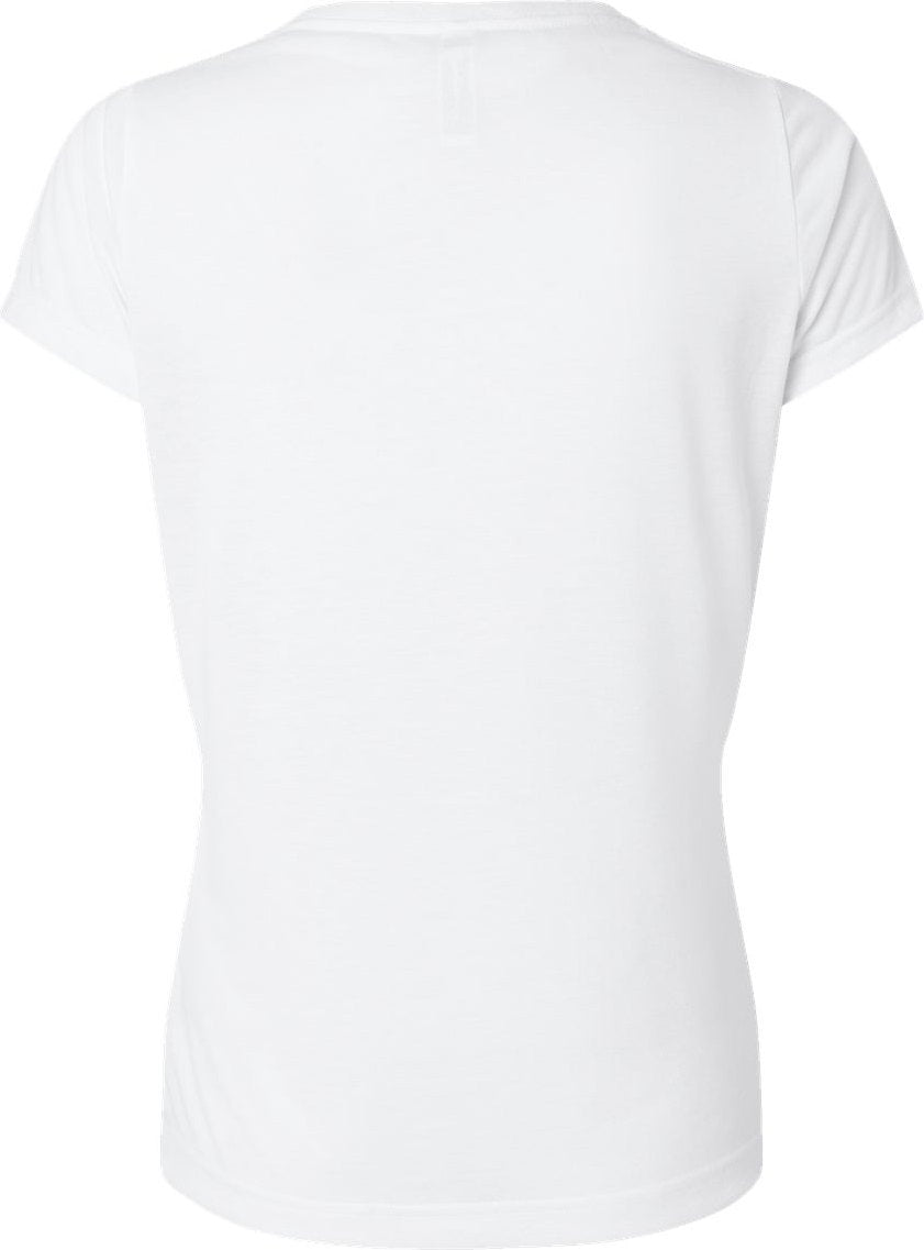 Front View of White Women's Polyester Sublimation V-Neck Tee - 1507