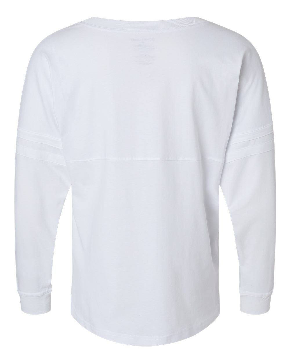 Front View of White Women's Pom Pom Long Sleeve Jersey T-Shirt - BW3514