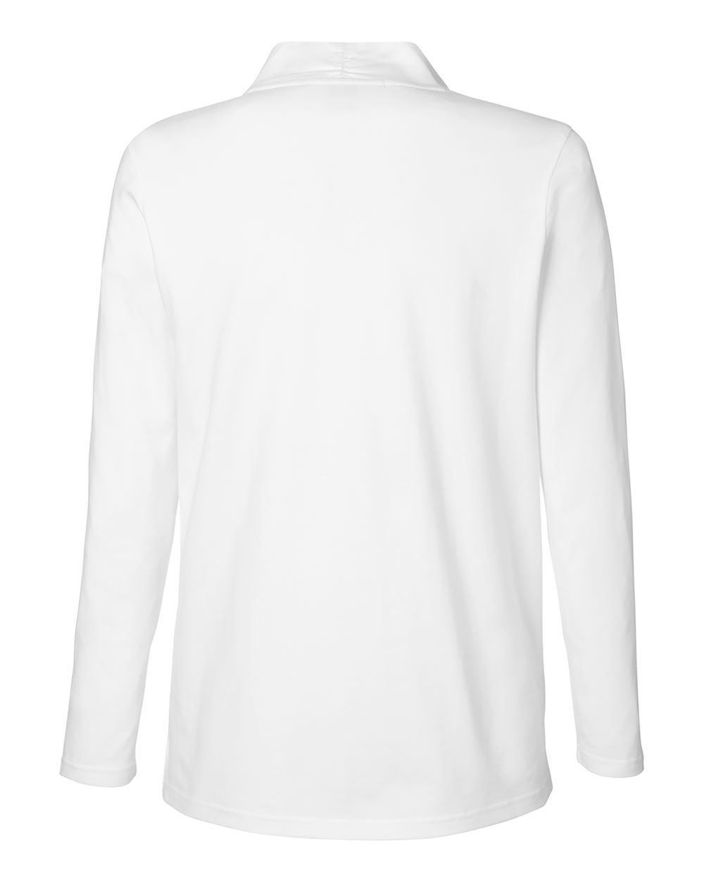 Rear View of White Women's Raleigh Shawl Collar Knit Top - DP121W