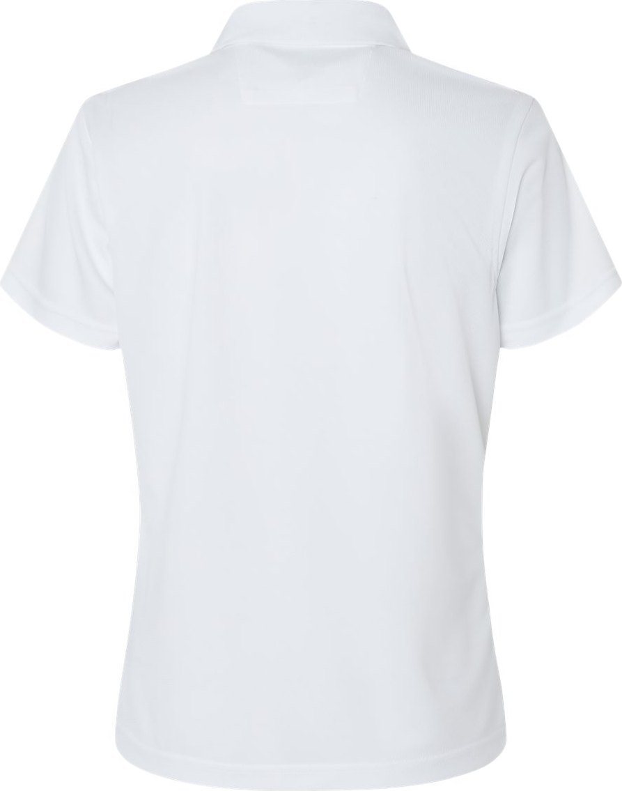 Rear View of White Women's Saratoga Performance Mini Mesh Polo - 104