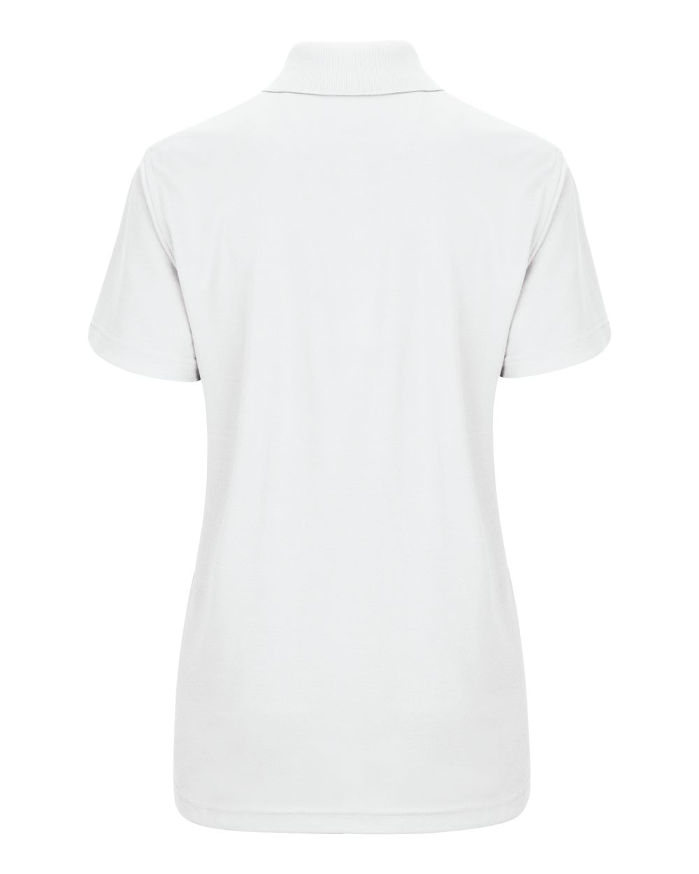 Front View of White Women's Short Sleeve Performance Knit Pocketless Core Polo - SK97