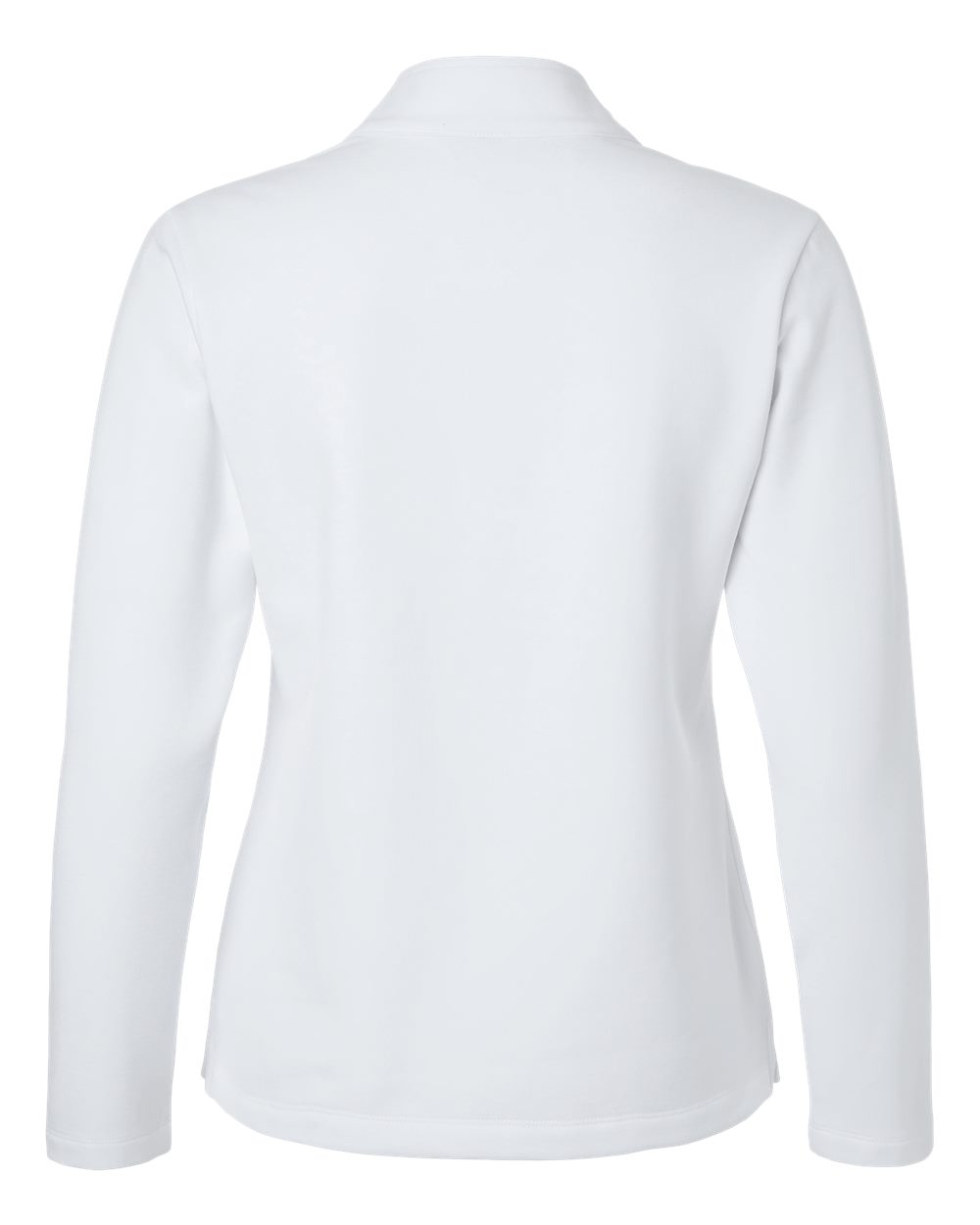 Rear View of White Women's Stretch Quarter-Zip Fleece Pullover - STF870L plain