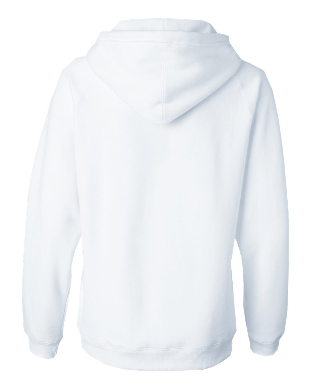 Front View of White Women's Sueded V-Neck Hooded Sweatshirt - 8836