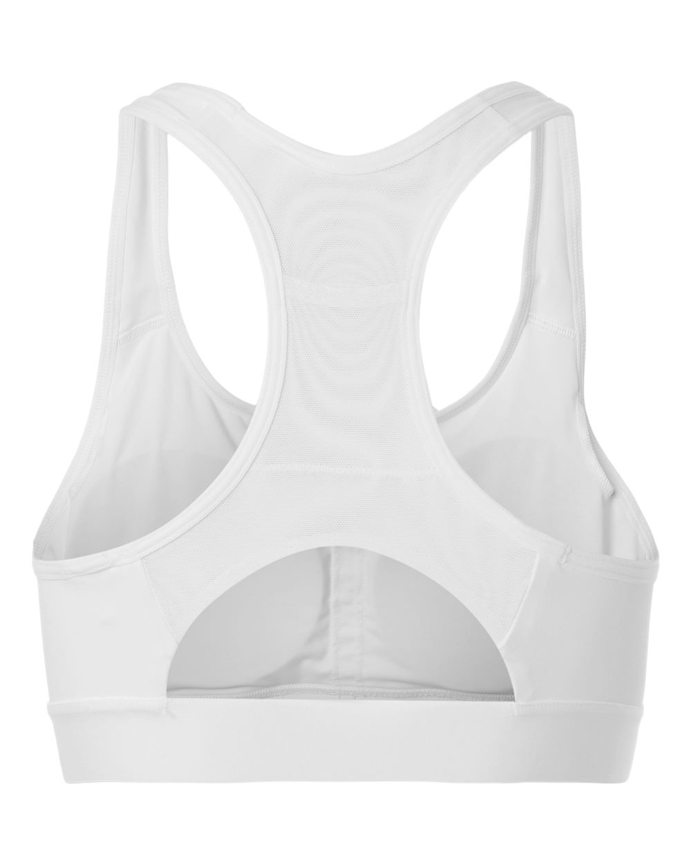 Rear View of White Women's Techfit Compression Racerback Sports Bra - AT750 plain