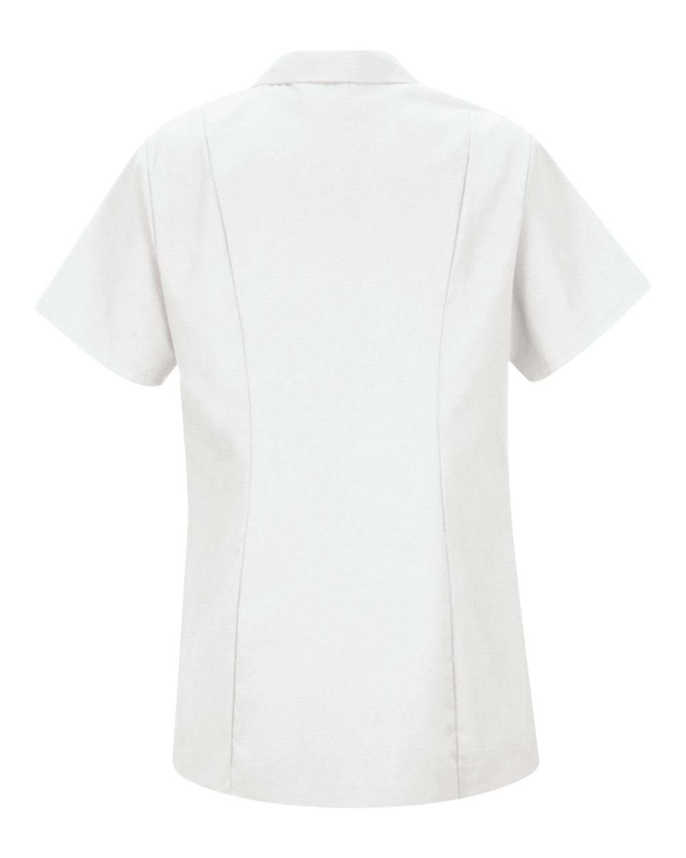 Front View of White Women's Zip Front Smock - KP43
