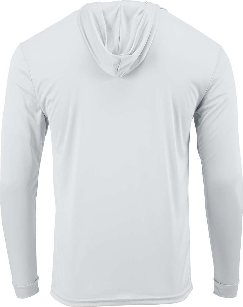 Rear View of White Youth Bahama Performance Hooded Long Sleeve T-Shirt - 221Y