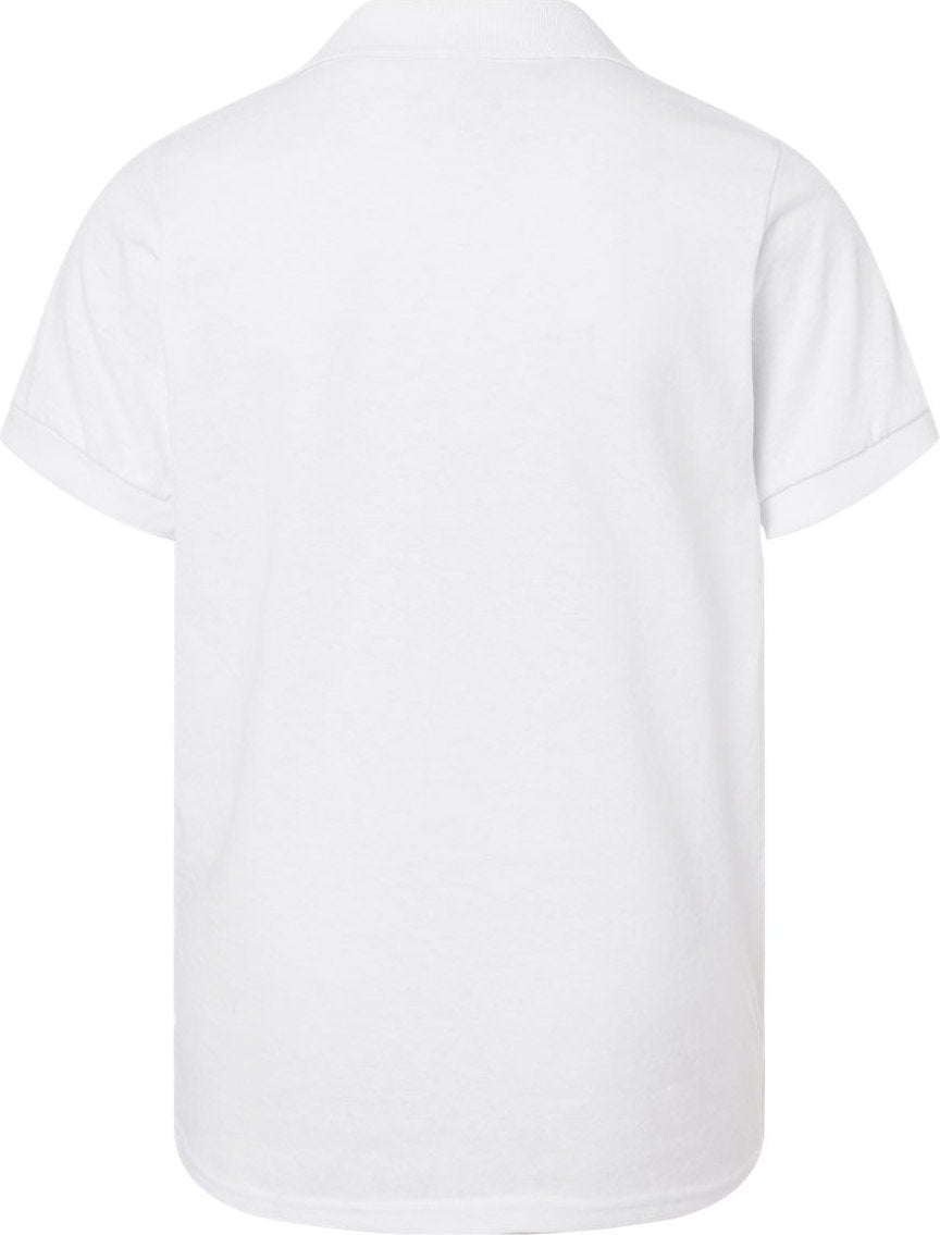 Front View of White Youth Dri-Power® Polo - 437K