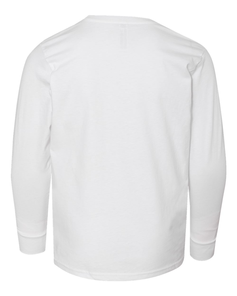 Front View of White Youth Fine Jersey Long Sleeve Tee - 6201
