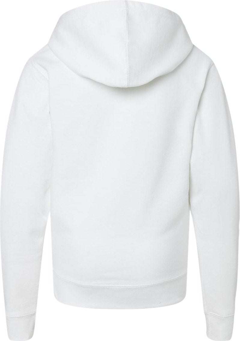 Front View of White Youth Midweight Hooded Sweatshirt - SS4001Y