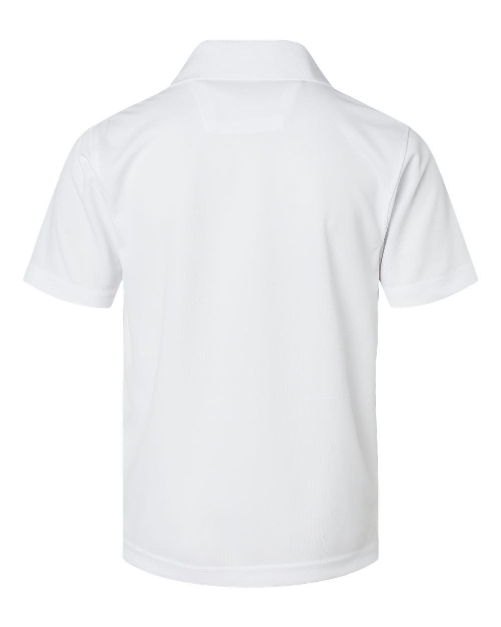 Front View of White Youth Saratoga Performance Mini Mesh Polo - 108Y