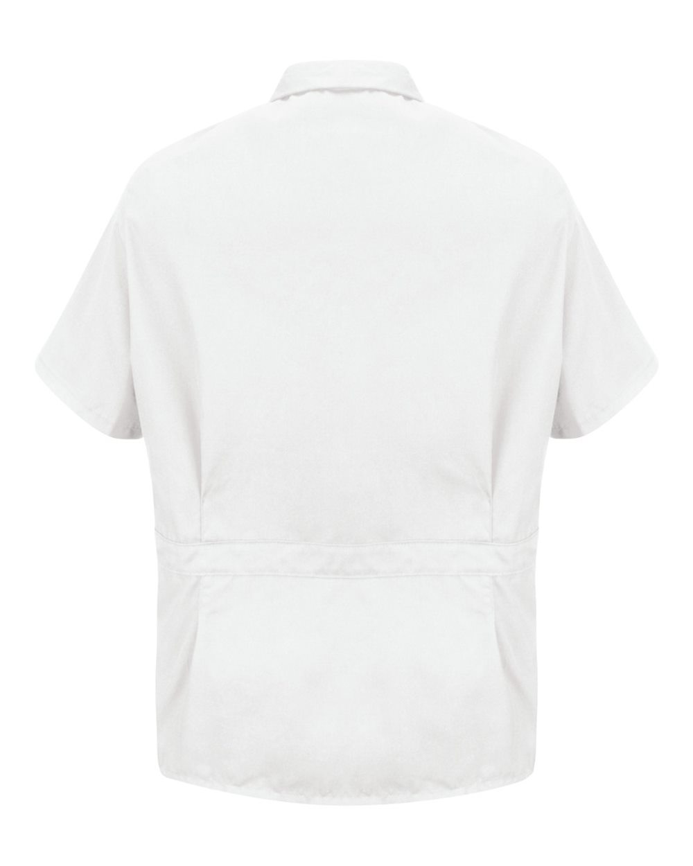 Front View of White Zip-Front Smock - KP44