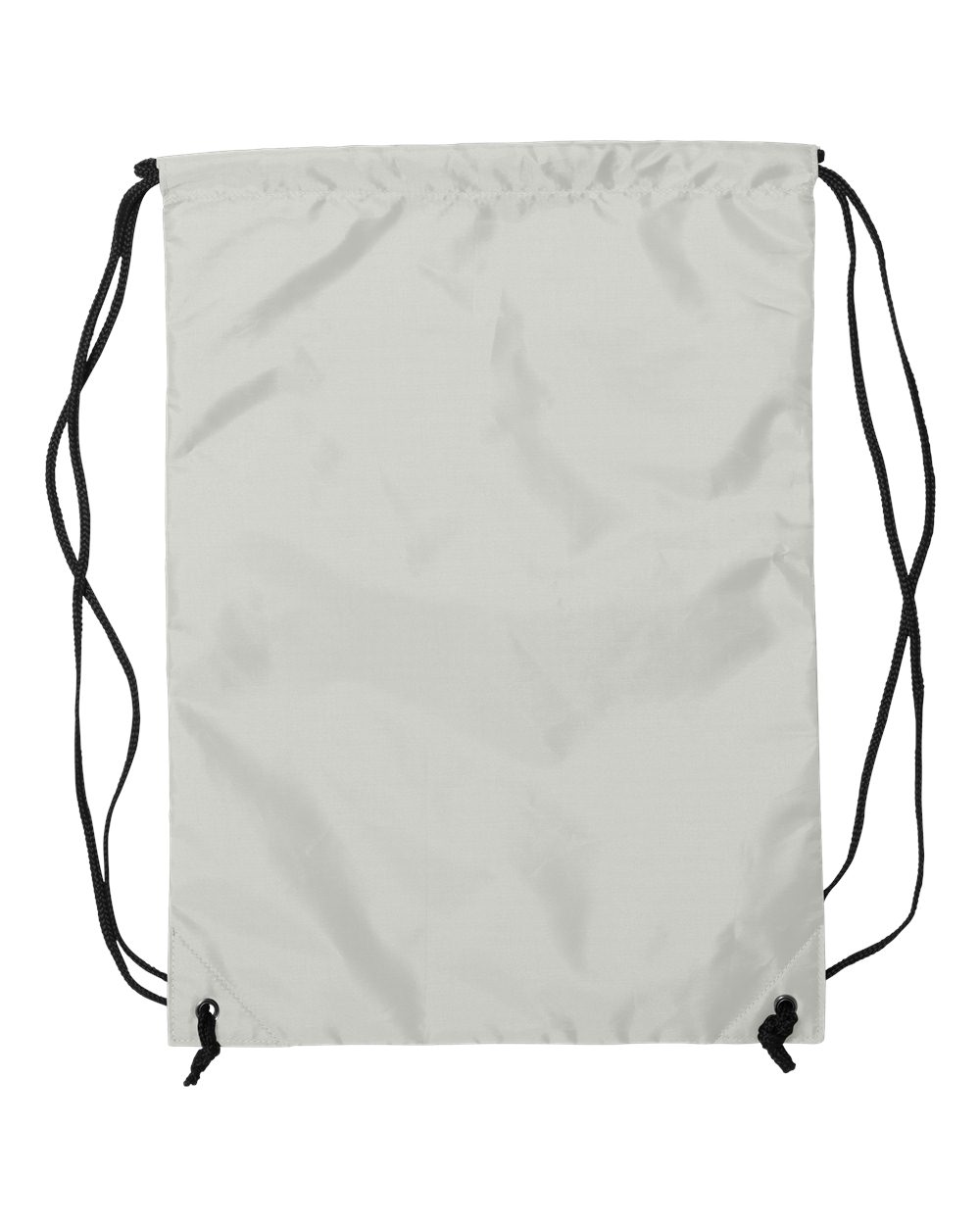 Front View of White Zippered Drawstring Backpack - 8888
