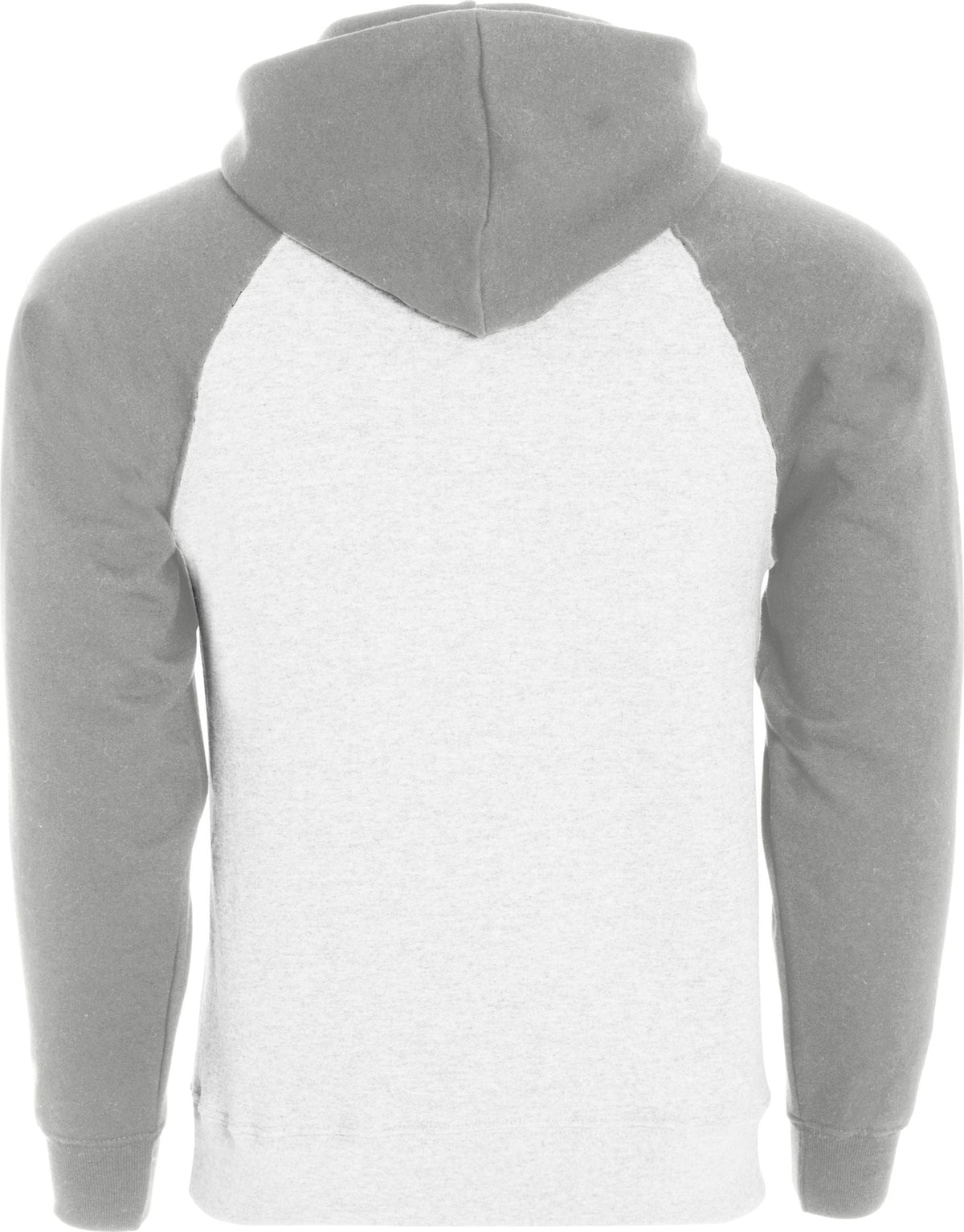 Rear View of WHITE/ATHLETIC HEATHER BANNER HOODIE