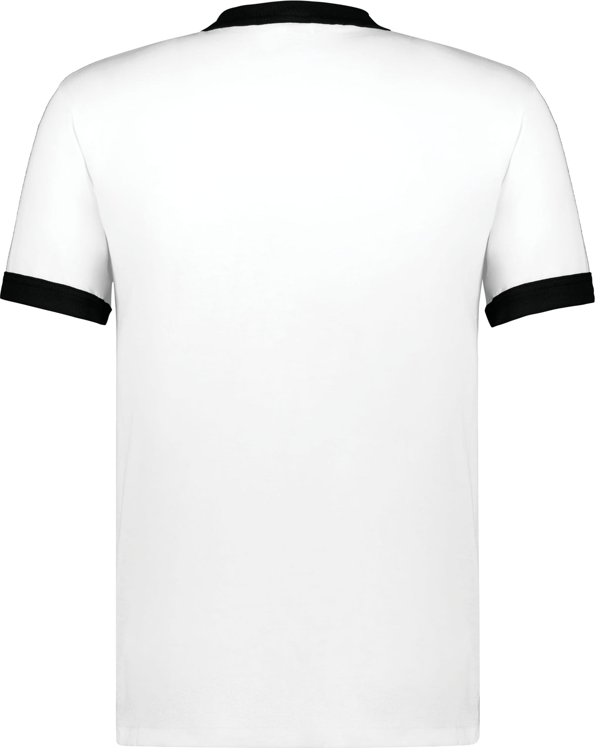 Rear View of WHITE/BLACK ADULT RINGER T-SHIRT