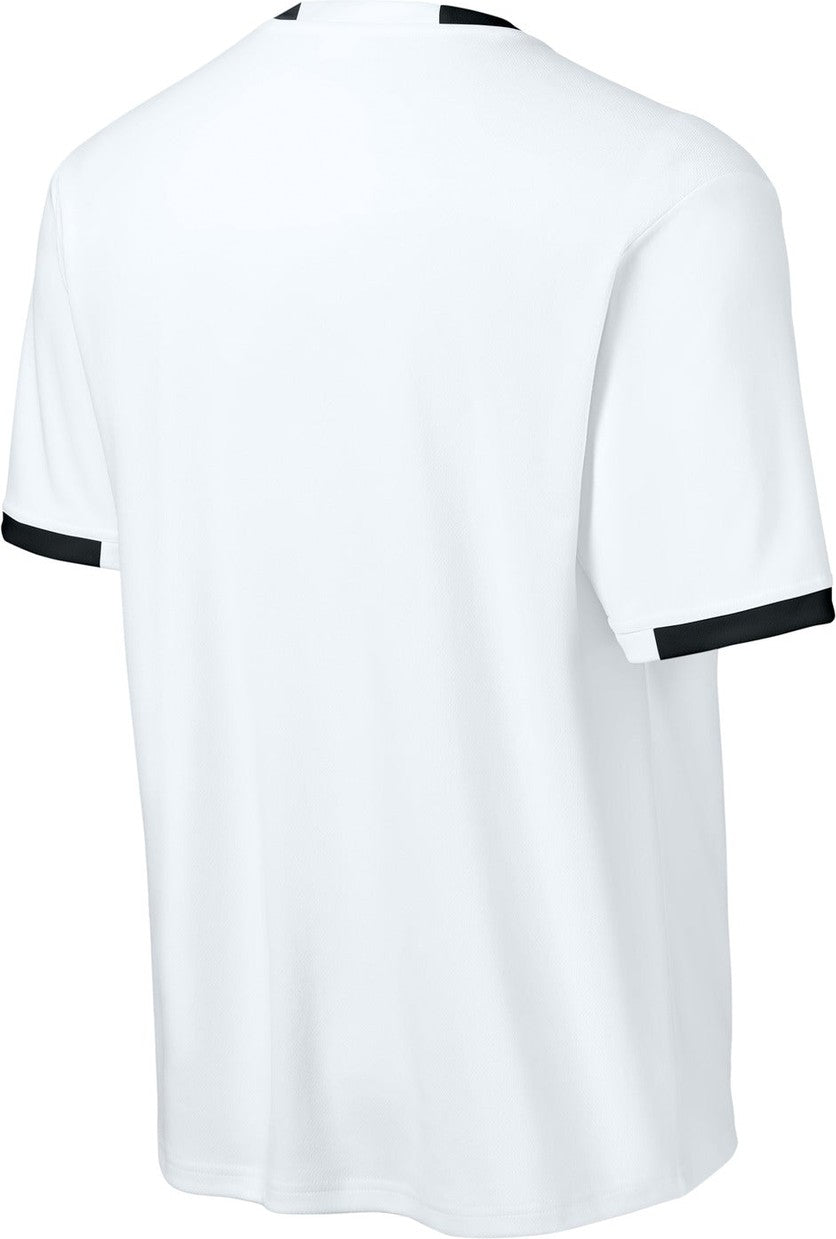 Front View of White/Blk Sport-Tek Club Short Sleeve Crew ST440