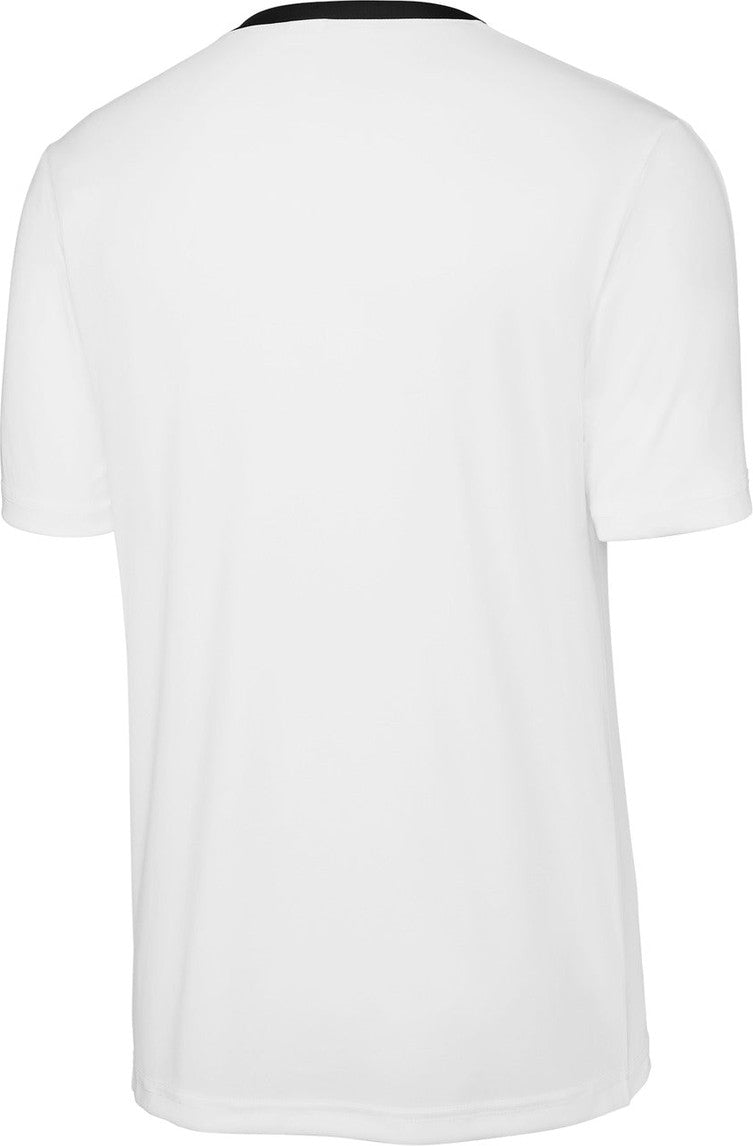 Front View of White/Blk Sport-Tek Competitor United Crew ST100