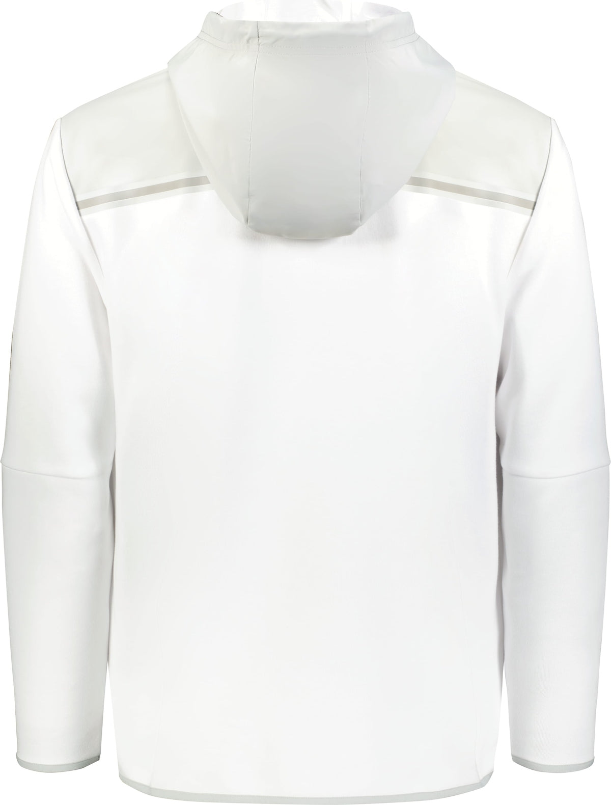 Rear View of WHITE/GRID IRON SILVER LEGEND TECH FLEECE HOODIE
