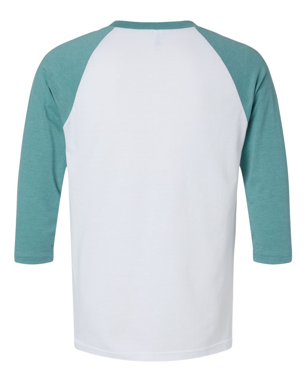 Rear View of White/Heather Arctic CVC Three-Quarter Sleeve Tee - 2003CVC