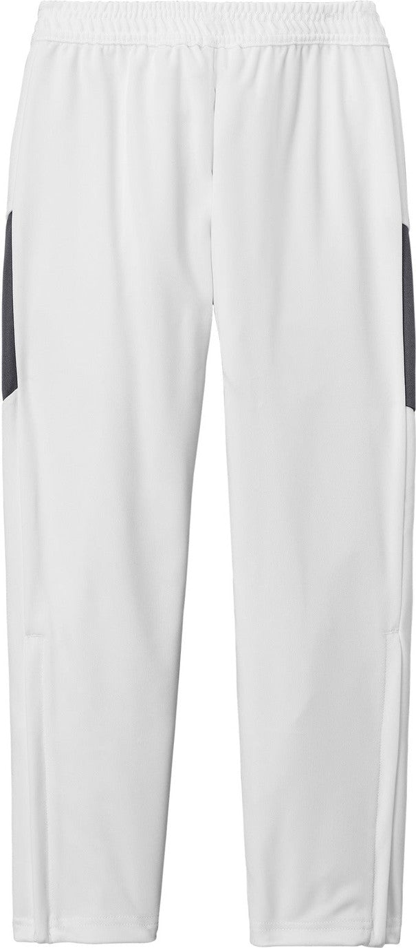 Front View of White/IrGy Sport-Tek Youth Travel Pant YPST800
