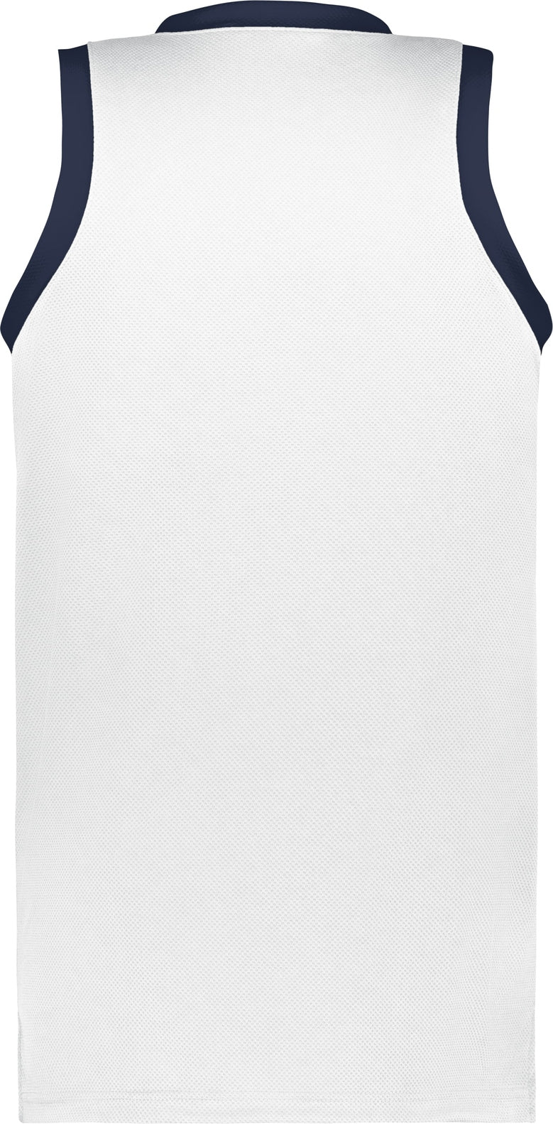 Rear View of WHITE/NAVY YTH COOLCORE ELITE JERSEY