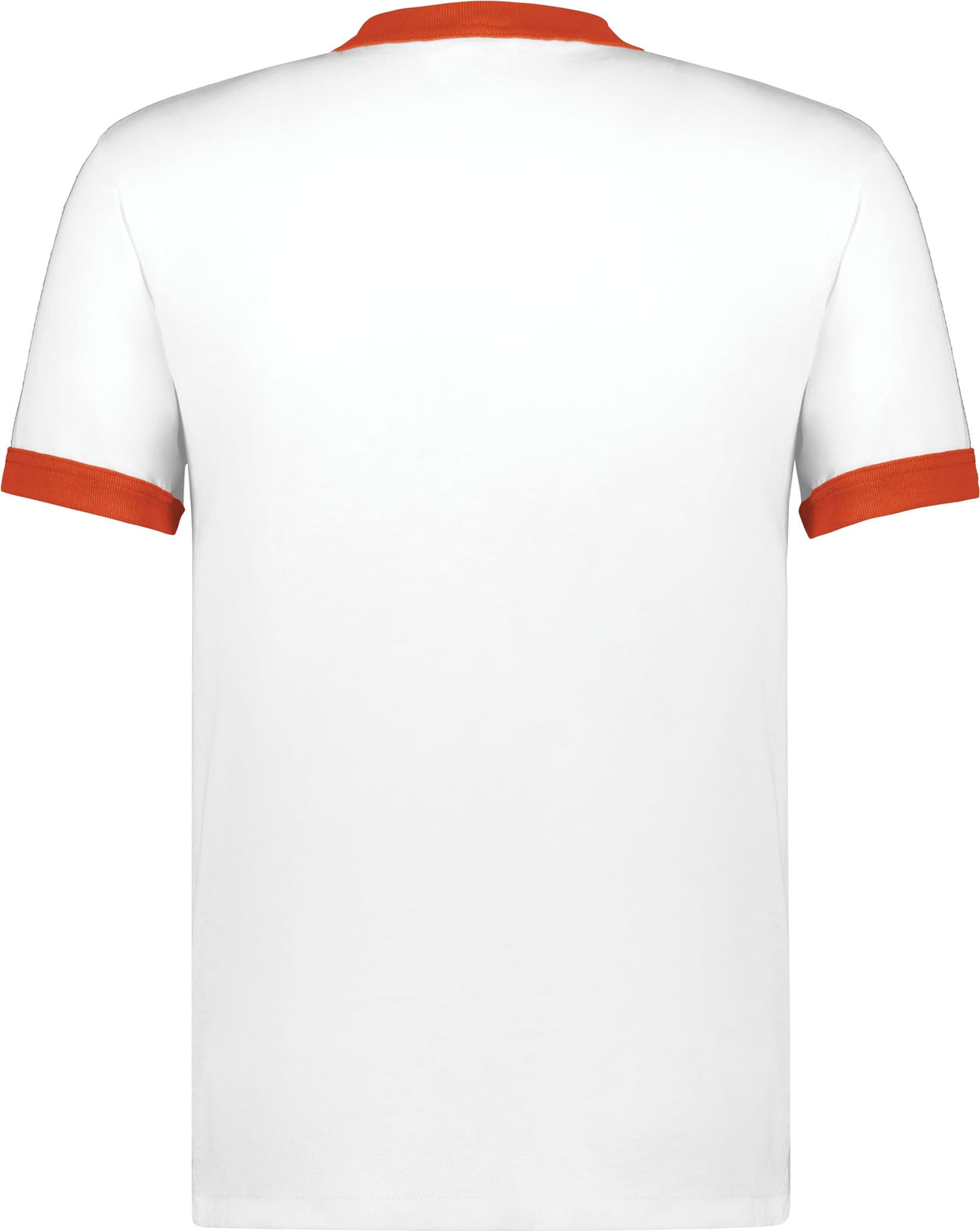 Rear View of WHITE/ORANGE ADULT RINGER T-SHIRT