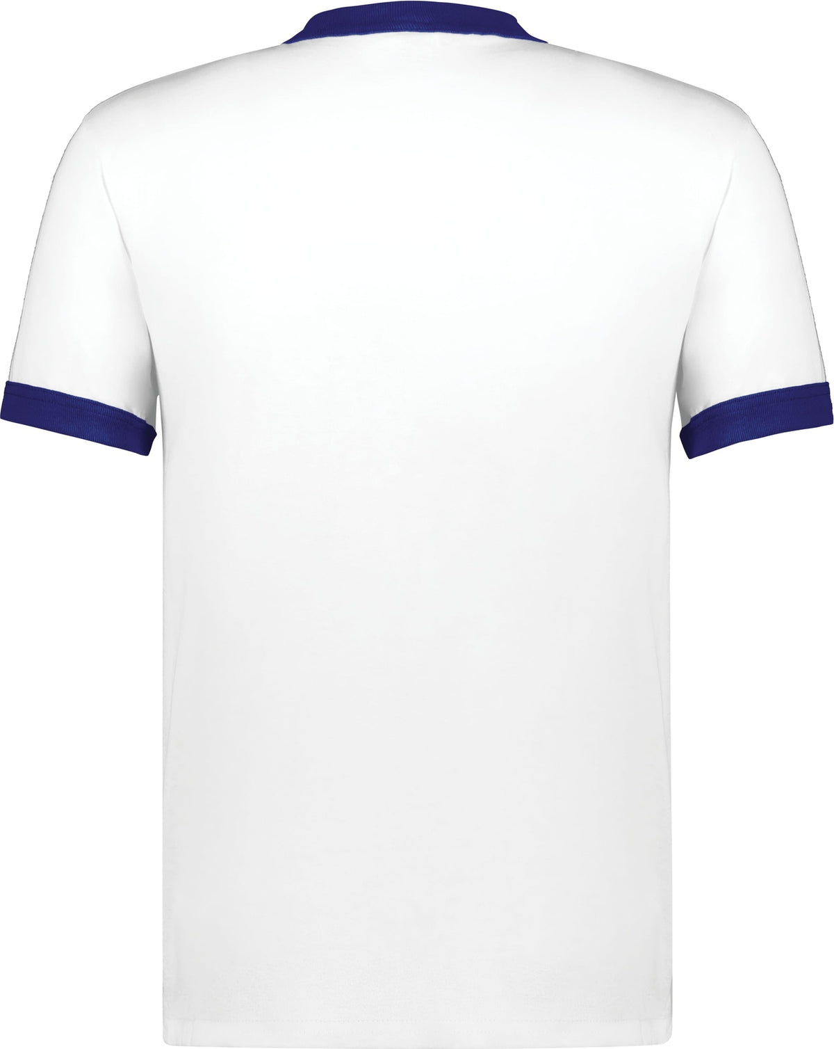 Rear View of WHITE/PURPLE ADULT RINGER T-SHIRT