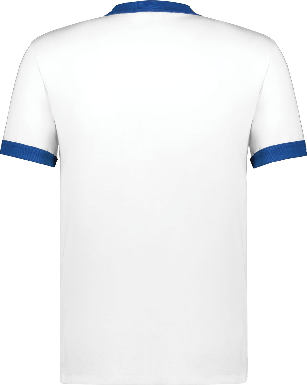 Rear View of WHITE/ROYAL ADULT RINGER T-SHIRT