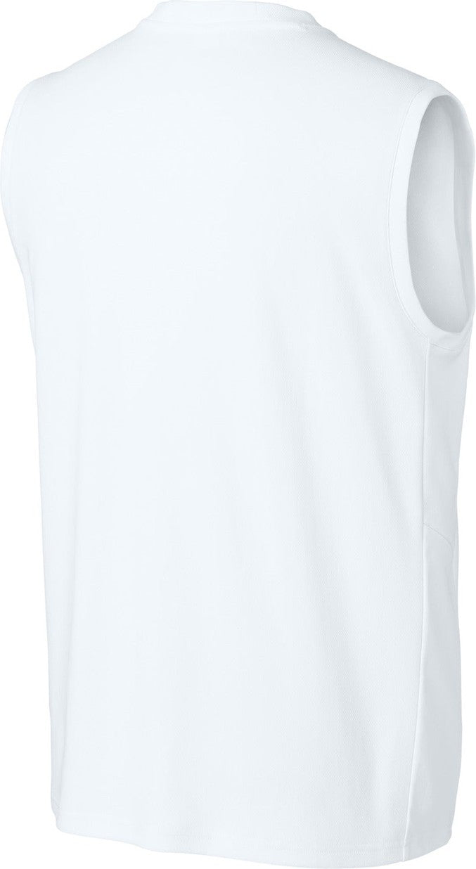 Front View of Wht/Wht Sport-Tek Club Sleeveless V-Neck ST441