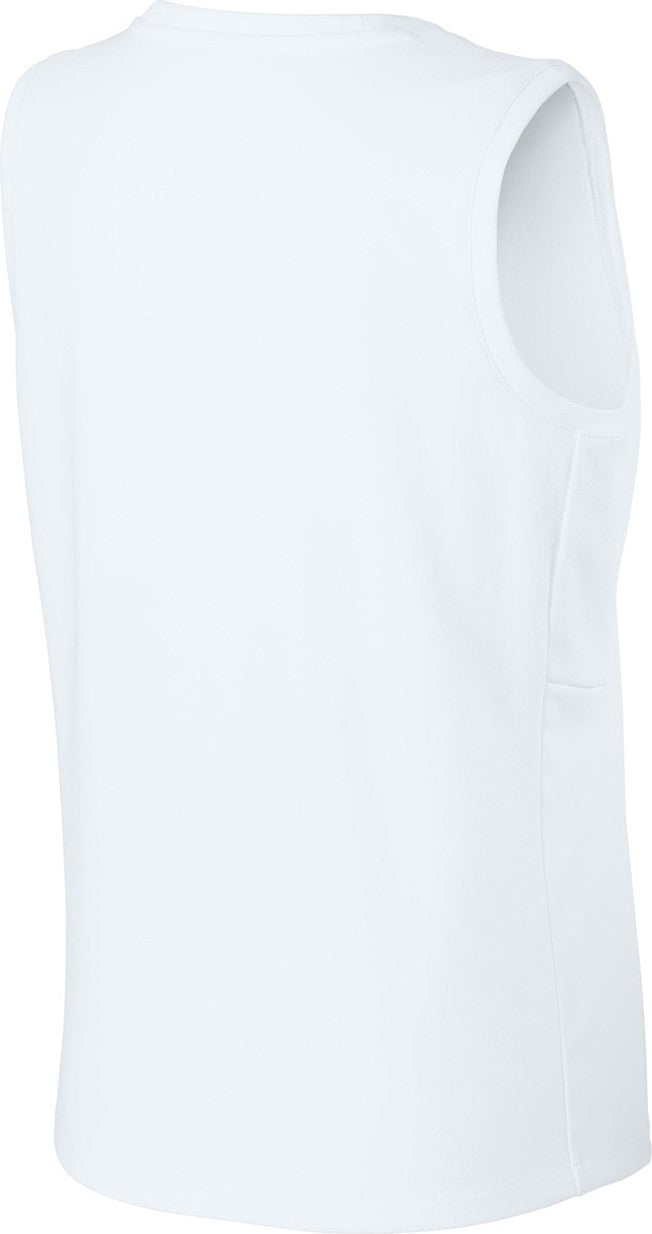 Front View of Wht/Wht Sport-Tek Women's Club Sleeveless V-Neck LST441