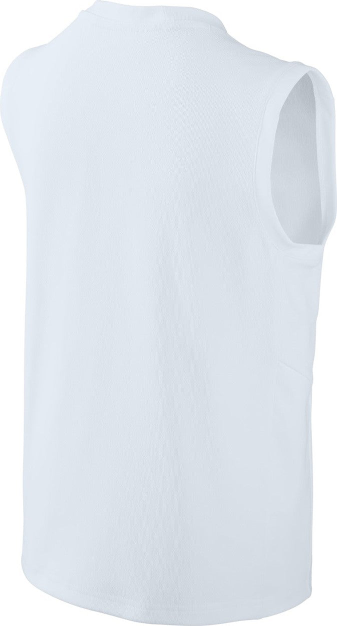 Front View of Wht/Wht Sport-Tek Youth Club Sleeveless V-Neck YST441