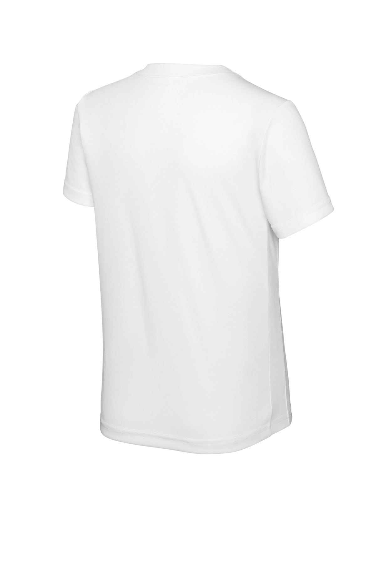 Rear View of Wht/Wht Sport-Tek Youth Competitor United V-Neck YST101