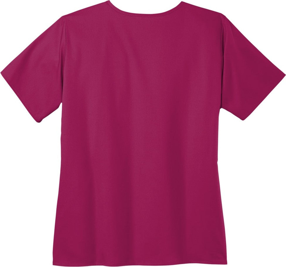 Front View of Wine Wink Women's WorkFlex Mock Wrap Top WW4760