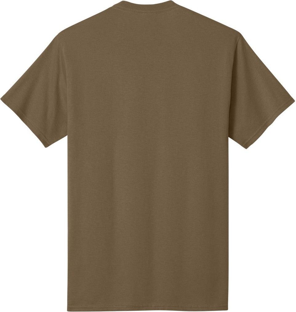 Rear View of Woodland Brown Port & Co Core Cotton Tee. PC54