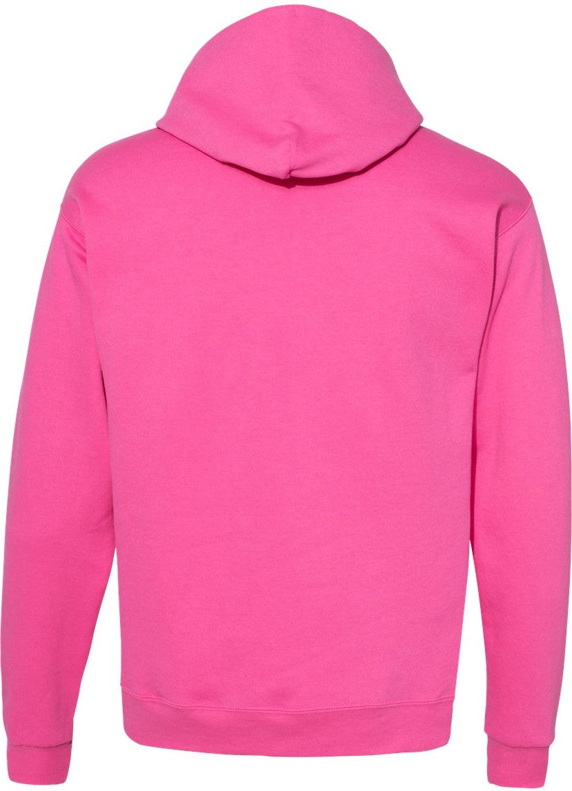 Rear View of Wow Pink Ecosmart® Hooded Sweatshirt - P170