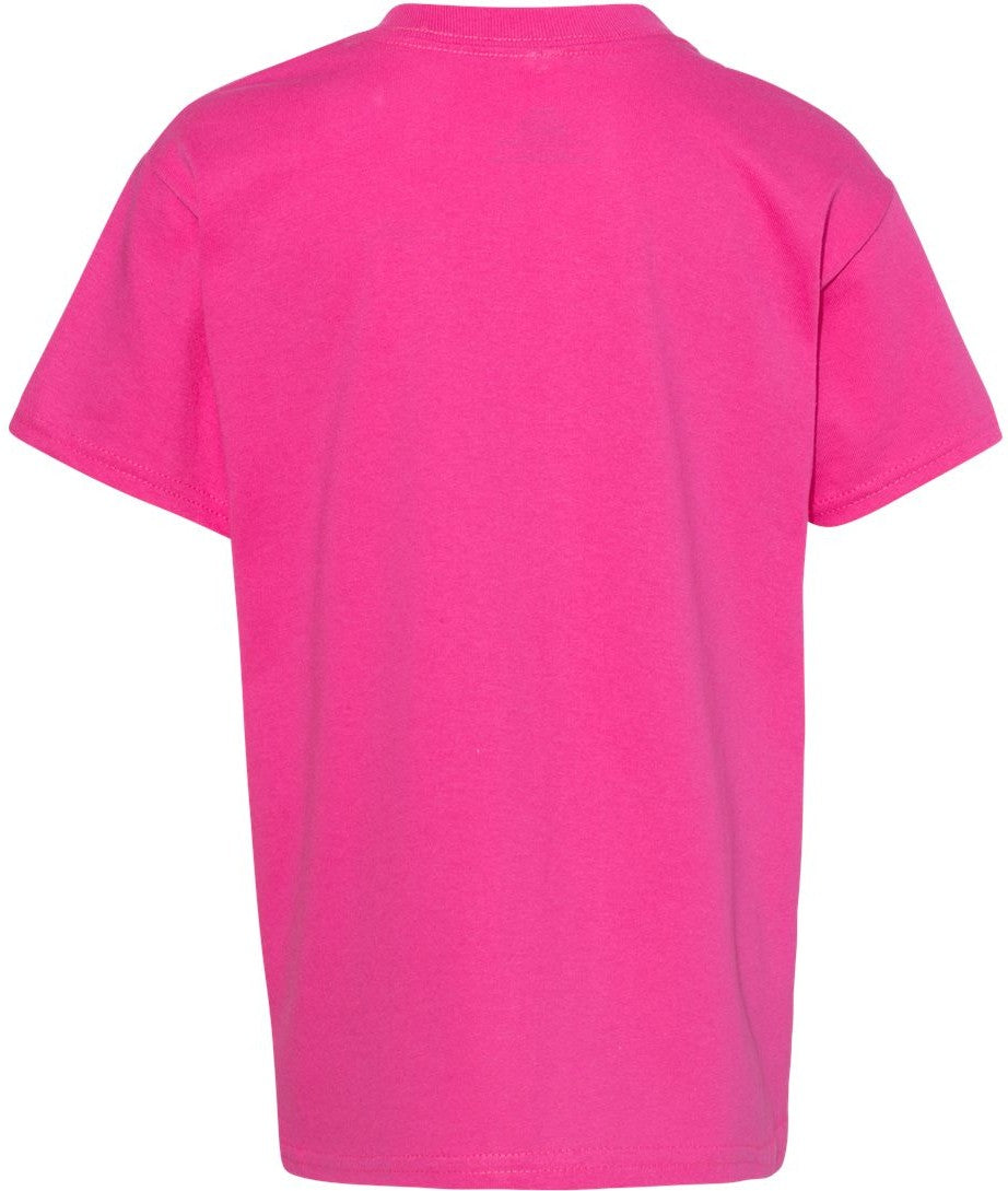 Front View of Wow Pink Essential-T Youth T-Shirt - 5480