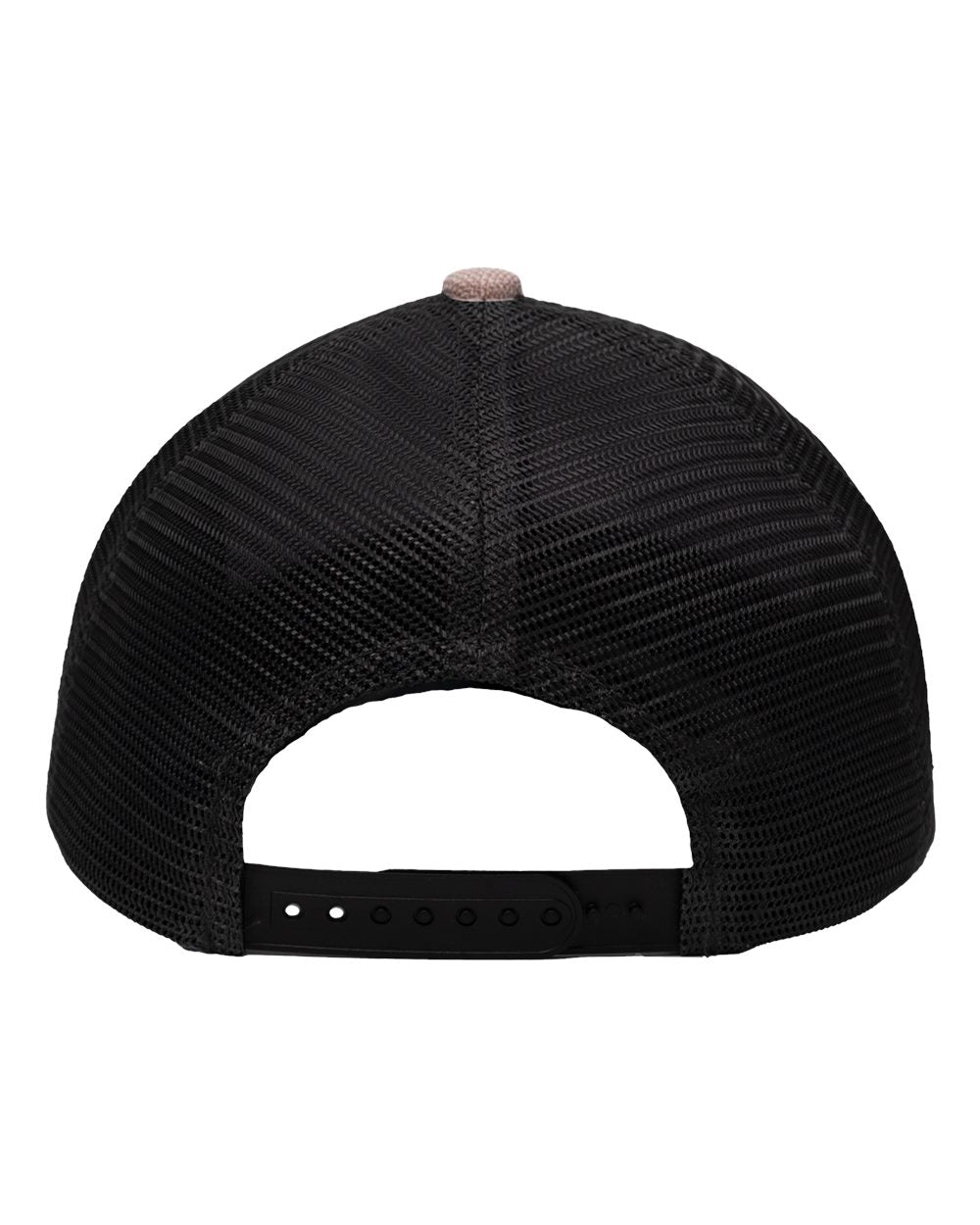 Front View of X Hatch Khaki/ Black Modern Six-Panel Trucker Fit Cap - SP1650