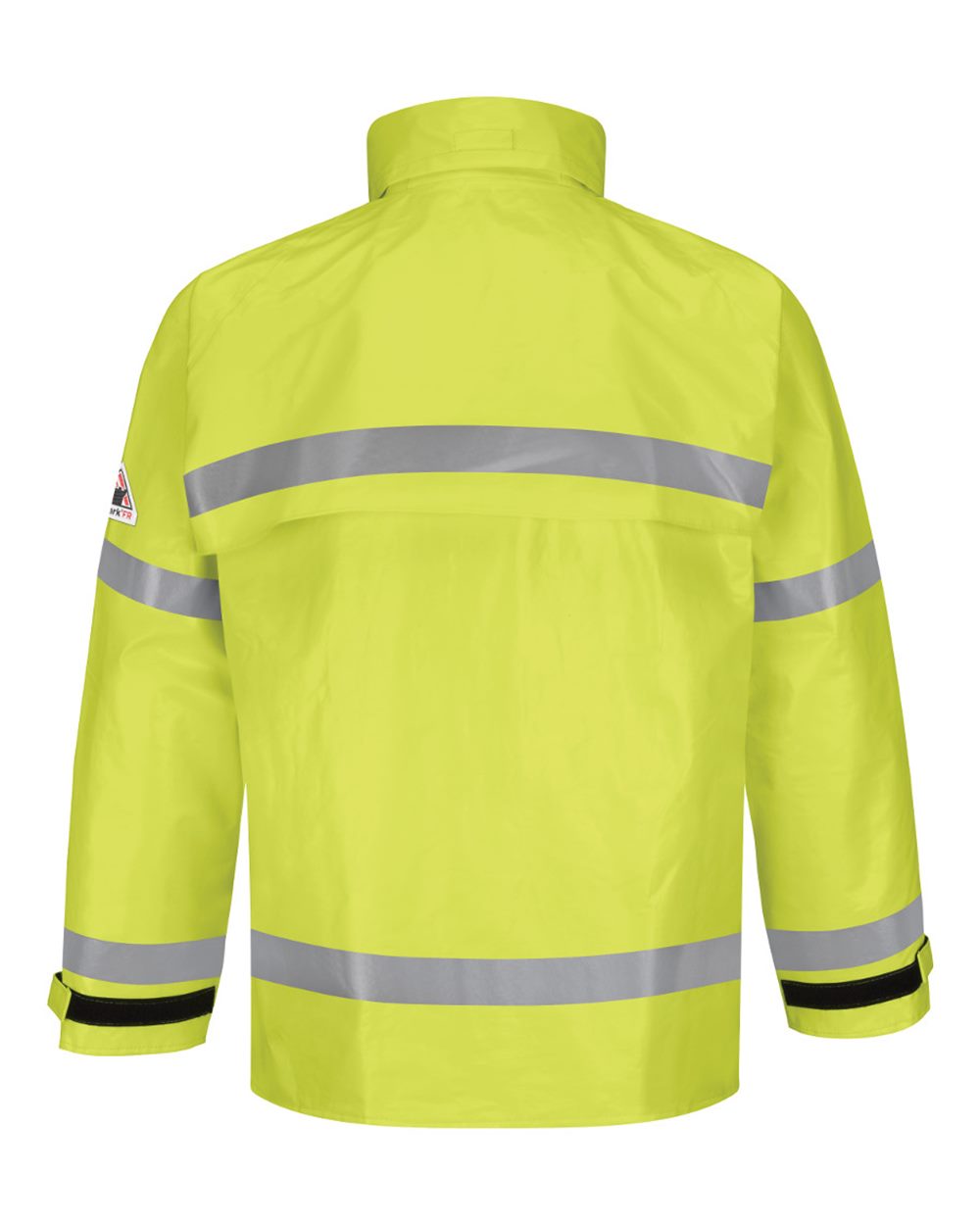 Front View of Yellow/ Green Hi-Visibility Flame-Resistant Rain Jacket - JXN6