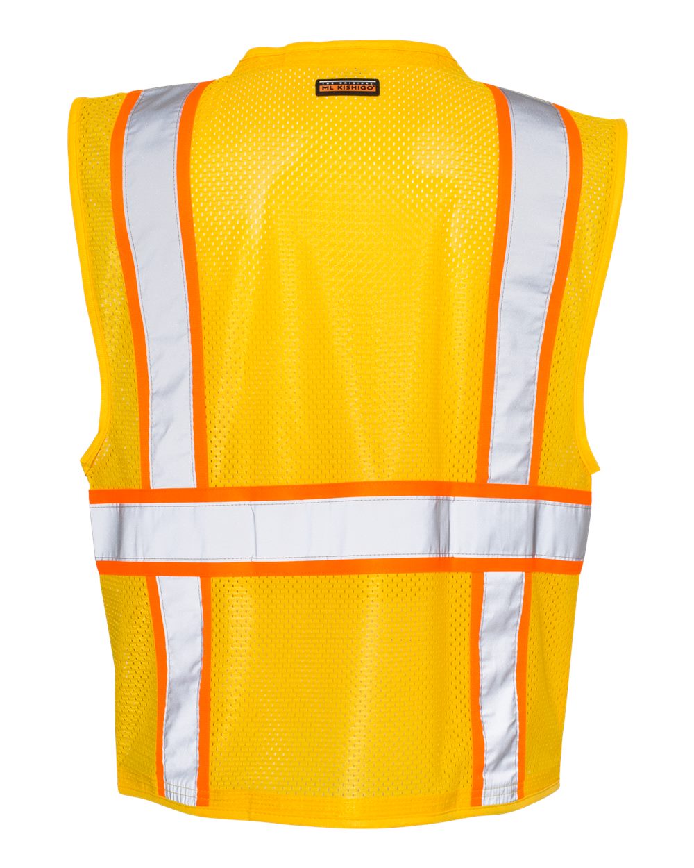 Front View of Yellow/ Orange - B106 EV Series® Enhanced Visibility Multi-Pocket Mesh Vest - B100-111