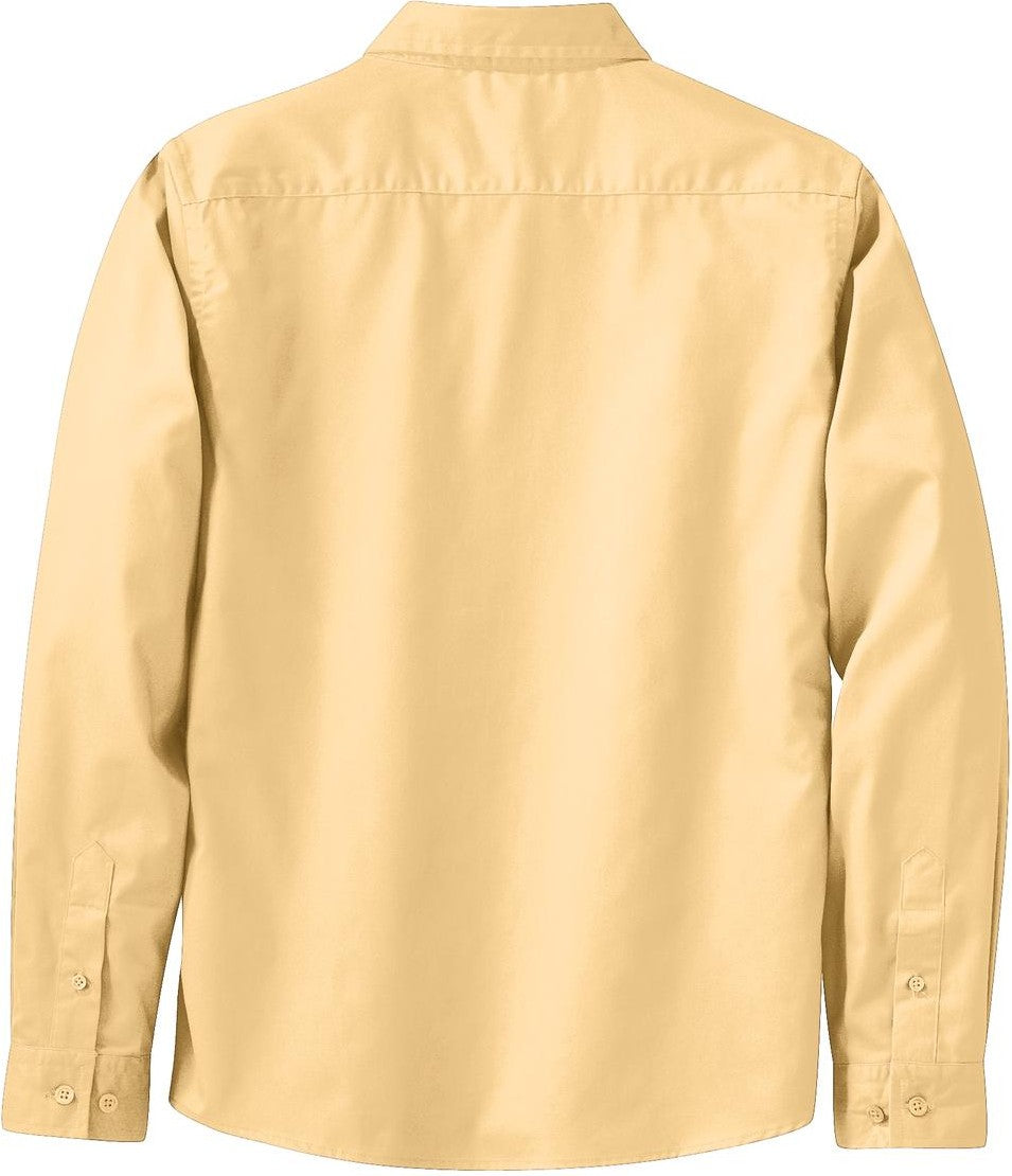 Rear View of Yellow Port Authority Women's Long Sleeve Easy Care Shirt. L608