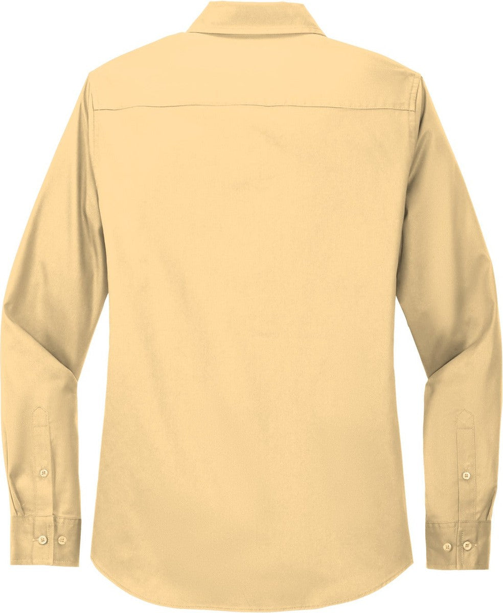 Rear View of Yellow Port Authority Women's Long Sleeve Easy Care Shirt. L608