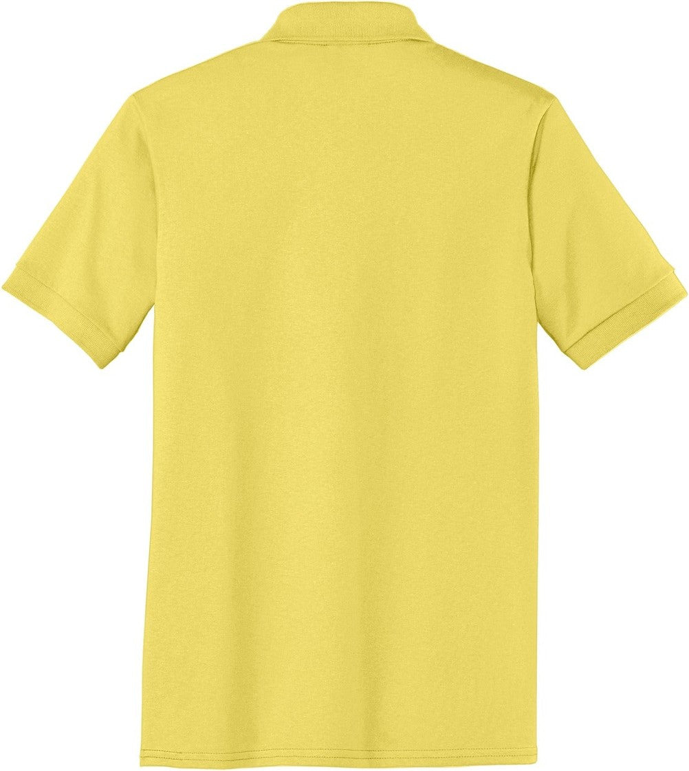Front View of Yellow Port & Co Core Blend Jersey Knit Polo. KP55