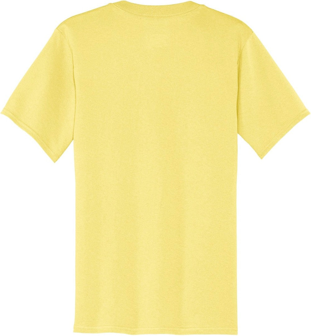 Front View of Yellow Port & Co Core Cotton Pocket Tee. PC54P