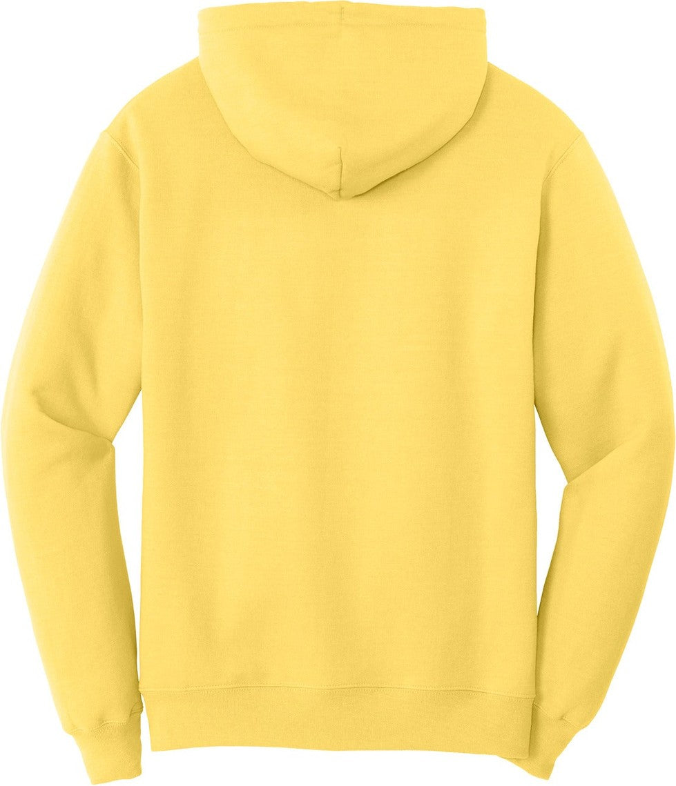 Front View of Yellow Port & Co Core Fleece Pullover Hooded Sweatshirt. PC78H