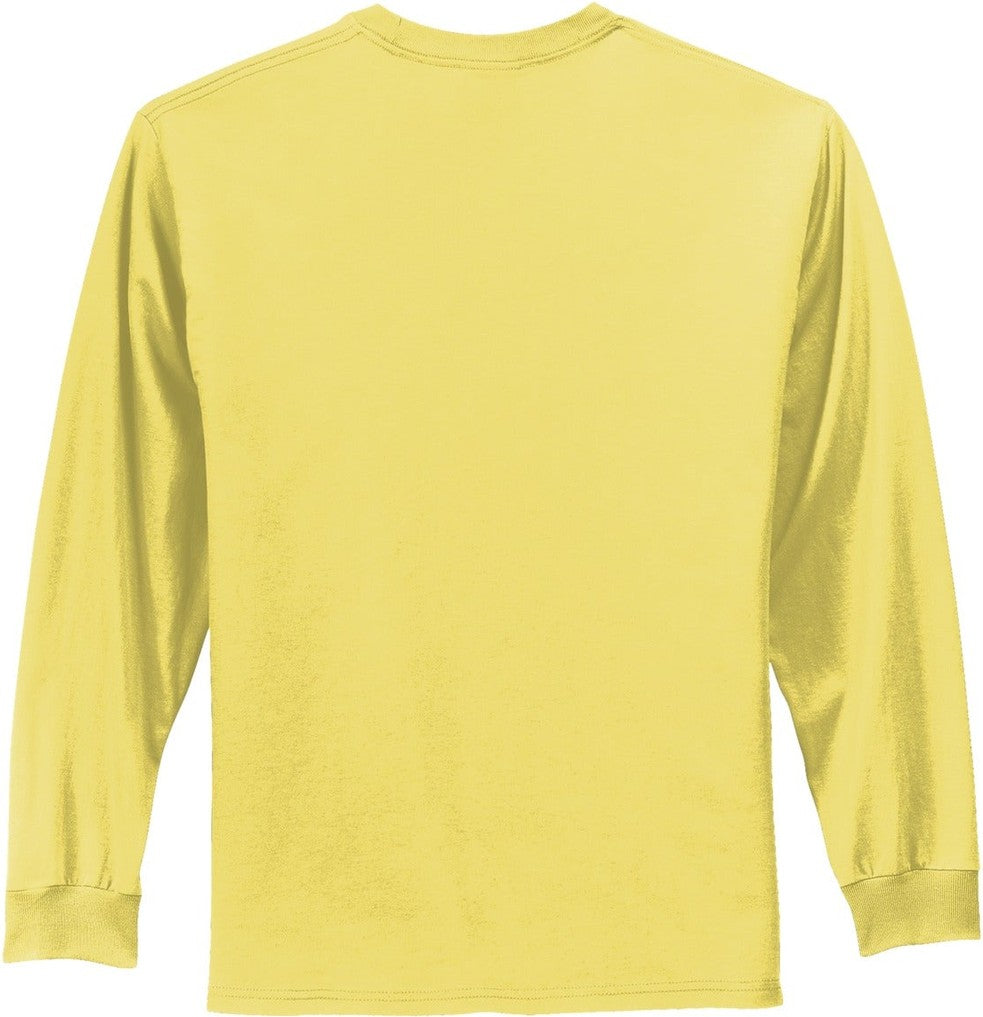 Front View of Yellow Port & Co Tall Long Sleeve Essential Tee. PC61LST