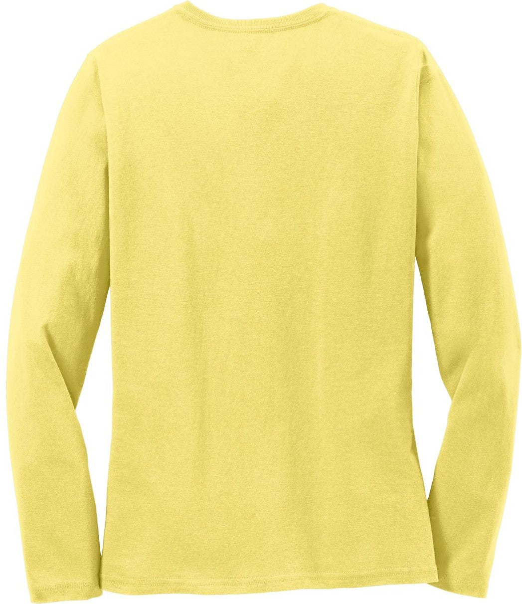 Front View of Yellow Port & Co Women's Long Sleeve Core Cotton Tee. LPC54LS