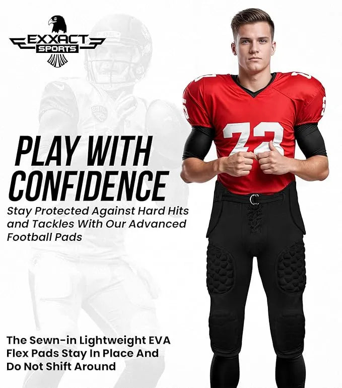 Rebel Men’s Integrated Football Pants with Built-in Pads Red (adult)