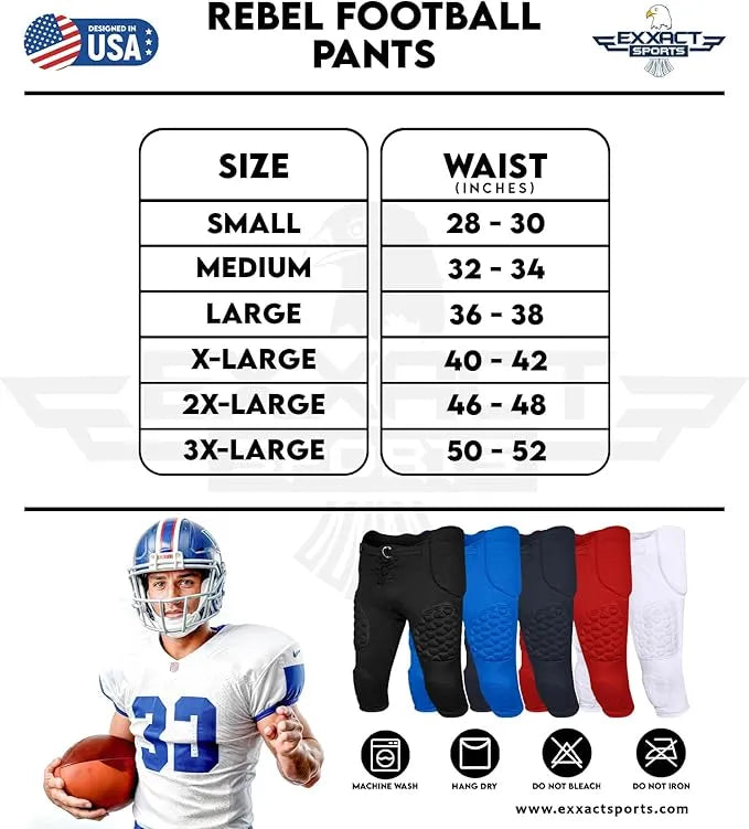 Rebel Men’s Integrated Football Pants with Built-in Pads Red (adult)