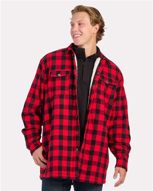 Red/ Black Buffalo Plaid Flannel Sherpa Workshirt - BM7601