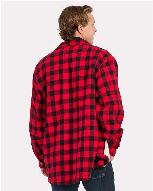 Red/ Black Buffalo Plaid Flannel Sherpa Workshirt - BM7601