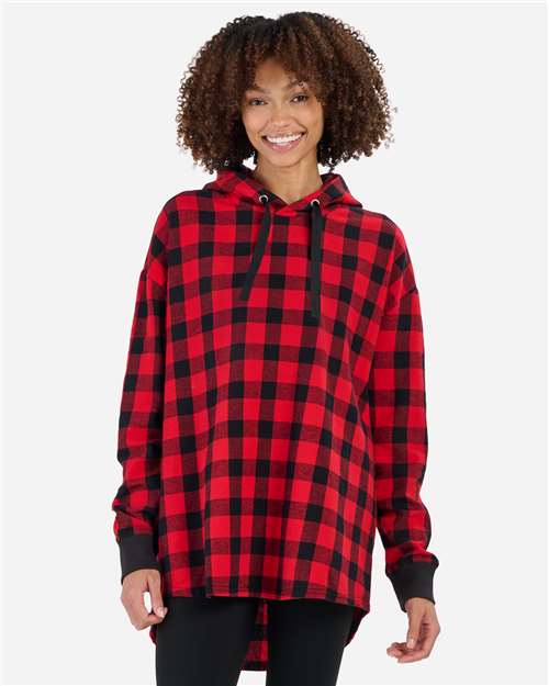 Red/ Black Buffalo Unisex Flannel Hooded Pullover - BU5301